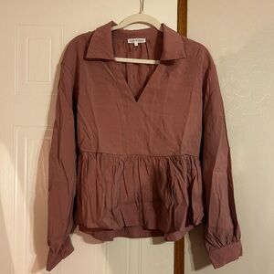 Free the Roses Dusty Rose V-Neck Blouse